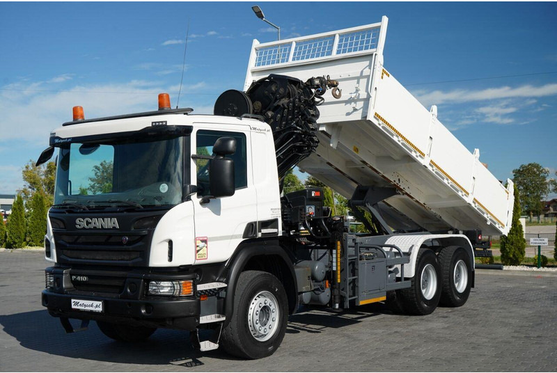 Scania P 410 / 6x4 / WYWROTKA - 6 M + HDS HIAB XS 211 / STEROWANIE RADI - Volquete camión, Camión grúa: foto 1 Scania P 410 / 6x4 / WYWROTKA - 6 M + HDS HIAB XS 211 / STEROWANIE RADI - Volquete camión, Camión grúa: foto 1
