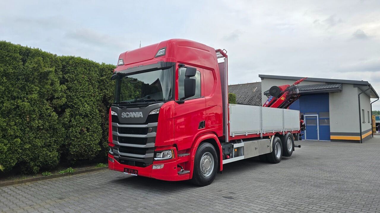 Scania R500 6x2 + Crane HMF 2120 - Camión caja abierta, Camión grúa: foto 1 Scania R500 6x2 + Crane HMF 2120 - Camión caja abierta, Camión grúa: foto 1