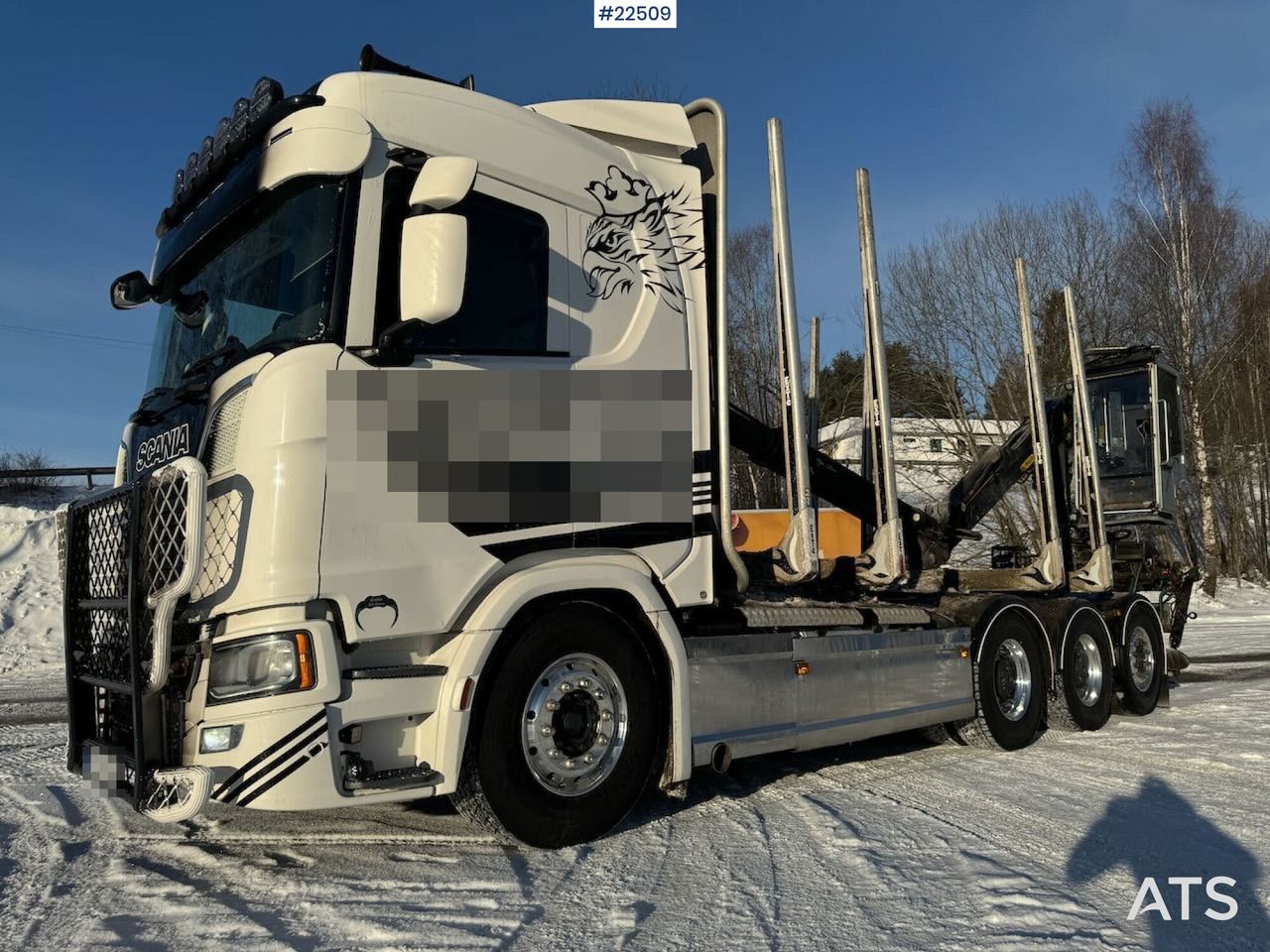Scania 2023 Scania R770 Tridem Tømmerbil m/ Epsilon M110L kran - Camión forestal: foto 1 Scania 2023 Scania R770 Tridem Tømmerbil m/ Epsilon M110L kran - Camión forestal: foto 1