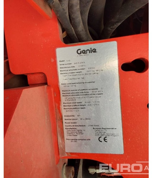 2015 Genie S-45 - Plataforma elevadora: foto 3 2015 Genie S-45 - Plataforma elevadora: foto 3