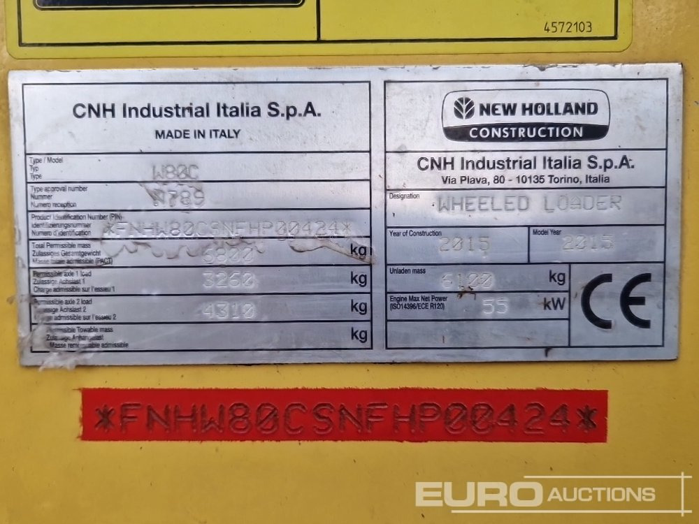 2015 New Holland W80C - Cargadora de ruedas: foto 2 2015 New Holland W80C - Cargadora de ruedas: foto 2