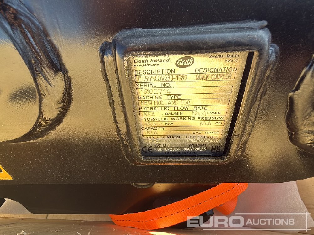 Geith Quick Coupler Q45GMCOV230-1989 to Suit NEW HOLAND E50 (S/Ns 1202714, 1202715, 1198114, 1108113) (4 of) - Acoplamiento rápido: foto 5 Geith Quick Coupler Q45GMCOV230-1989 to Suit NEW HOLAND E50 (S/Ns 1202714, 1202715, 1198114, 1108113) (4 of) - Acoplamiento rápido: foto 5