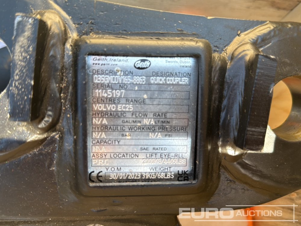Geith Quick Hitches Q35GMCOV180-2-310 to Suit Takeuchi TB225 (S/N 1173960),Q35GMCOV180-2-310 to Suit Takeuchi TB225 (S/N 1173957), Q35GMCOV165-8863 to Suit Volvo EC25 (S/N 1145197), Q35GMCOV165-8863 t - Acoplamiento rápido: foto 5 Geith Quick Hitches Q35GMCOV180-2-310 to Suit Takeuchi TB225 (S/N 1173960),Q35GMCOV180-2-310 to Suit Takeuchi TB225 (S/N 1173957), Q35GMCOV165-8863 to Suit Volvo EC25 (S/N 1145197), Q35GMCOV165-8863 t - Acoplamiento rápido: foto 5