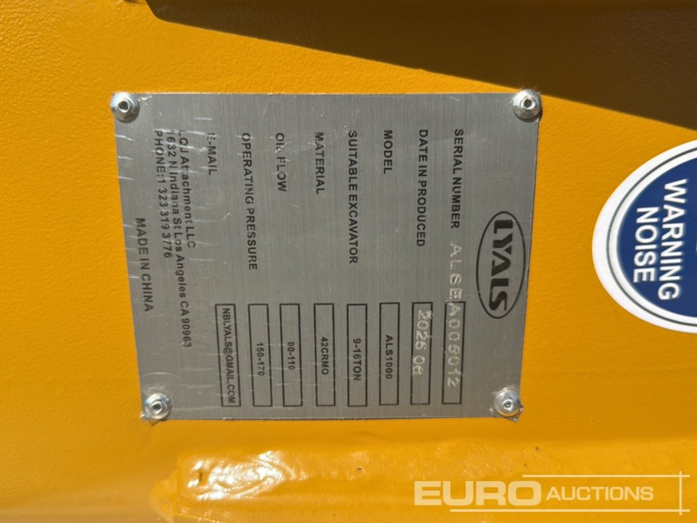 Martillo hidráulico Unused 2025 Lyals ALS1000: foto 8
