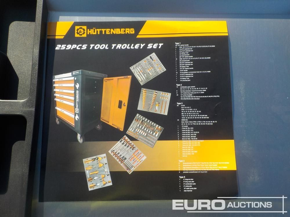 Equipo de taller Unused Huttenberg Tools Trolley, 220Pcs, Complete with Tools, 6 Drawers  / Carro Porta Herramientas Completo, 6 Cajones: foto 9