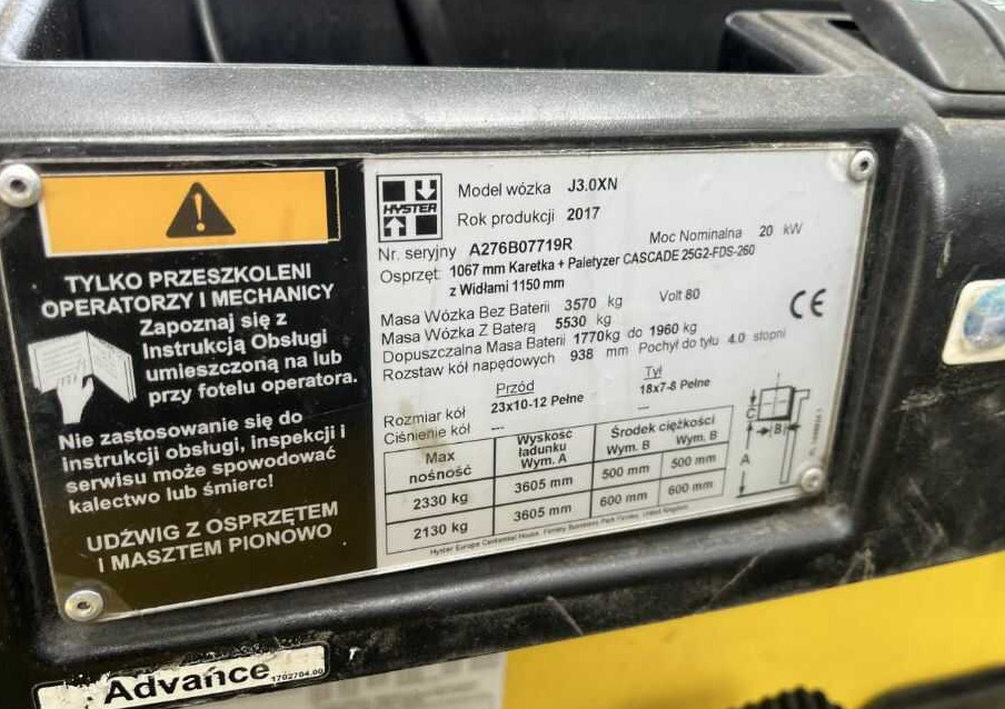 Hyster J3.0XN - Carretilla elevadora eléctrica: foto 4 Hyster J3.0XN - Carretilla elevadora eléctrica: foto 4