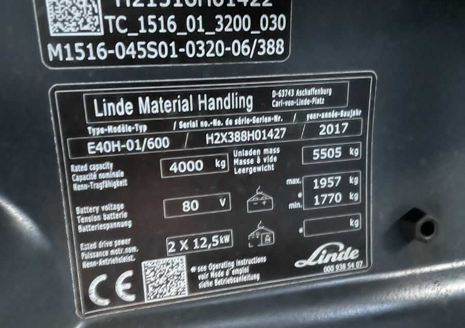 Linde E40H-01/600 - Carretilla elevadora eléctrica: foto 1 Linde E40H-01/600 - Carretilla elevadora eléctrica: foto 1