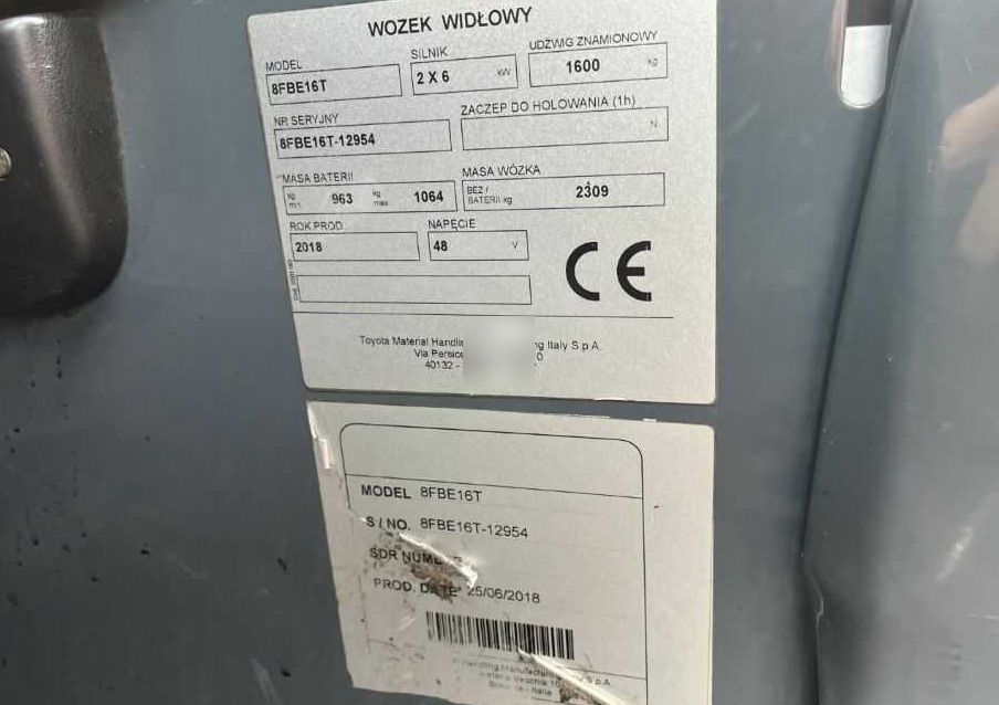 Toyota 8FBE16T - Carretilla elevadora eléctrica: foto 4 Toyota 8FBE16T - Carretilla elevadora eléctrica: foto 4
