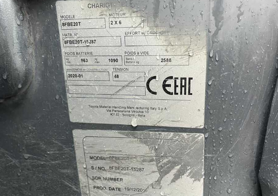 Toyota 8FBE20T - Carretilla elevadora eléctrica: foto 4 Toyota 8FBE20T - Carretilla elevadora eléctrica: foto 4