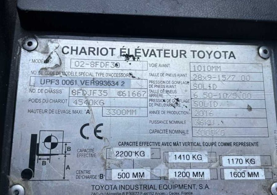 Toyota 8FDF30 - Carretilla elevadora diésel: foto 4 Toyota 8FDF30 - Carretilla elevadora diésel: foto 4