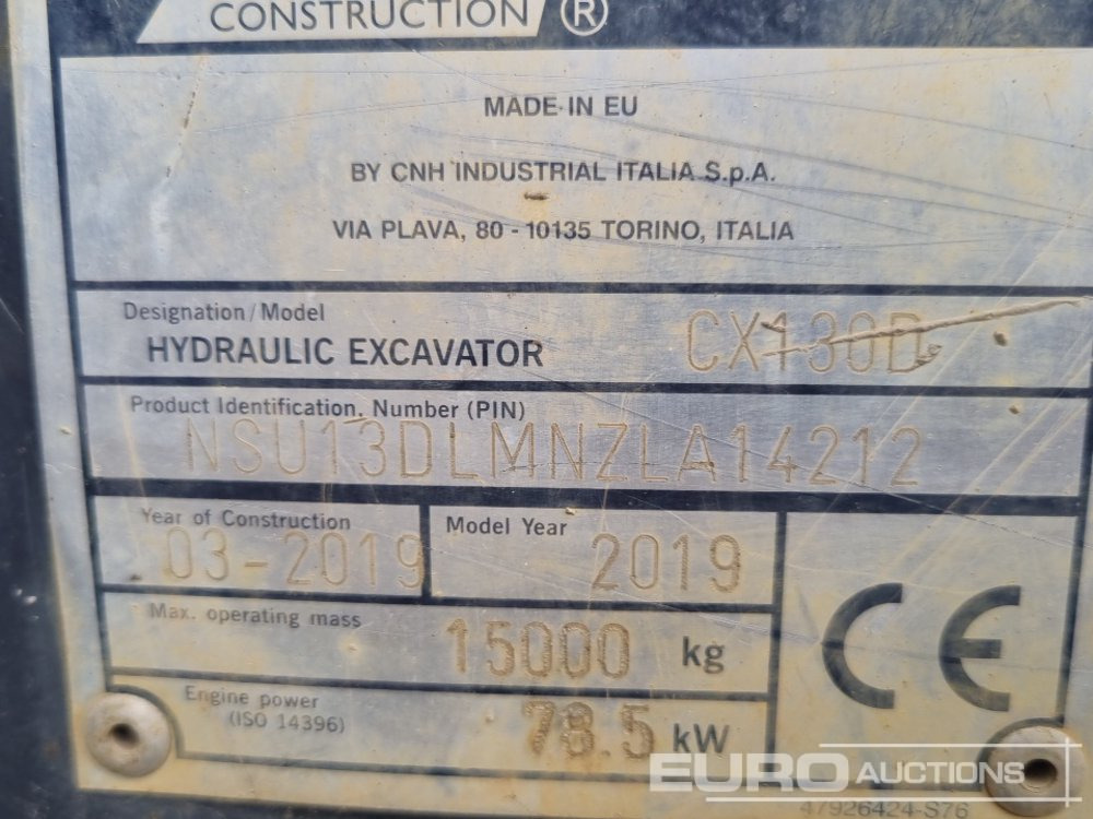 Excavadora de cadenas 2019 Case CX130D: foto 40