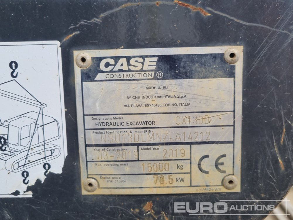 Excavadora de cadenas 2019 Case CX130D: foto 39