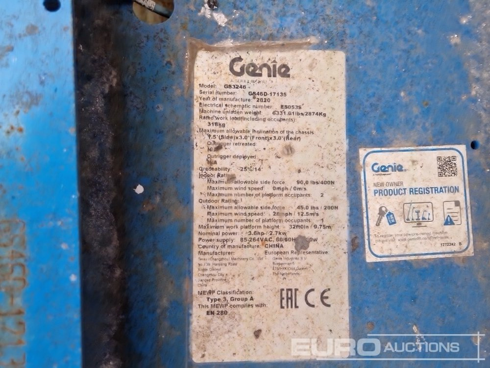 Plataforma de tijeras 2020 Genie GS3246: foto 28