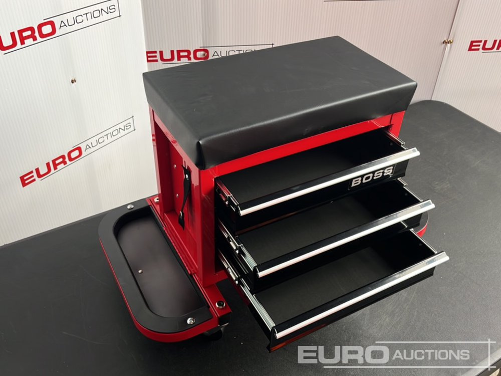 Equipo de taller Boss Wheeled Stool Tool Box, 3 Drawers, Magnetic Trays: foto 9