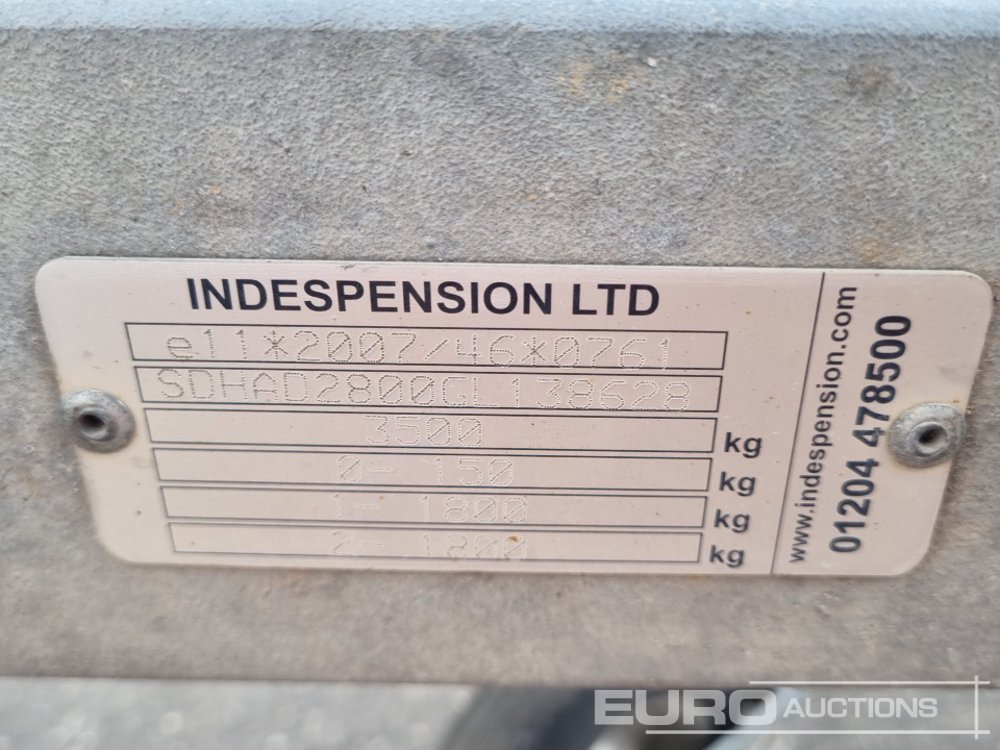 Remolque porta maquinaria Indespension 3.5 Ton Twin Axle Plant Trailer, Ramp: foto 22 Remolque porta maquinaria Indespension 3.5 Ton Twin Axle Plant Trailer, Ramp: foto 22