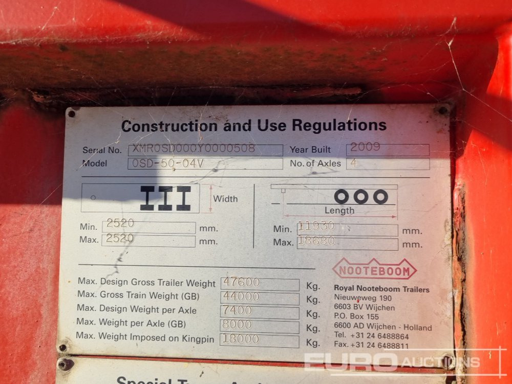Camión caja abierta Nooteboom 4 Axle Extendable Low Loader Trailer, Twin Axle Rear Steer, Out Riggers: foto 38 Camión caja abierta Nooteboom 4 Axle Extendable Low Loader Trailer, Twin Axle Rear Steer, Out Riggers: foto 38