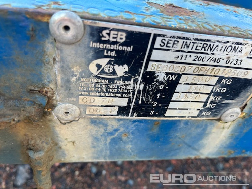 Seb International "CD70" Single axle Cable Drum Trailer - Remolque porta maquinaria: foto 4 Seb International "CD70" Single axle Cable Drum Trailer - Remolque porta maquinaria: foto 4