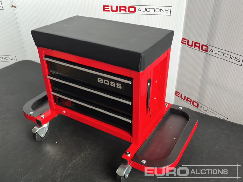 Equipo de taller Unused Boss Wheeled Stool Tool Box, 3 Drawers, Magnetic Trays: foto 12