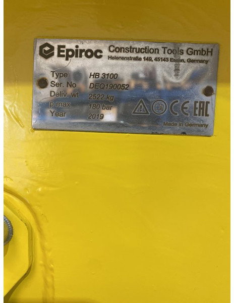 Epiroc HB3100 - Martillo hidráulico para Maquinaria de construcción: foto 4 Epiroc HB3100 - Martillo hidráulico para Maquinaria de construcción: foto 4