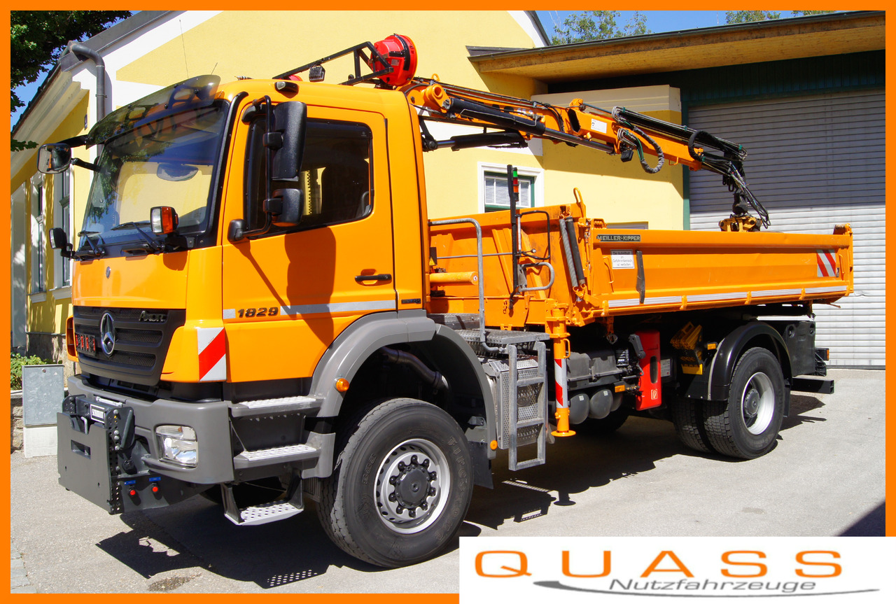 MERCEDES-BENZ AXOR 1829 4x4/EURO 5/ATLAS 65.2/MEILLER/Winterdienst - Volquete camión, Camión grúa: foto 1 MERCEDES-BENZ AXOR 1829 4x4/EURO 5/ATLAS 65.2/MEILLER/Winterdienst - Volquete camión, Camión grúa: foto 1