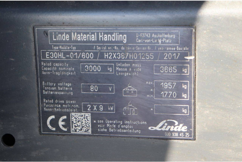 Carretilla elevadora eléctrica Linde E30HL-01/600: foto 13