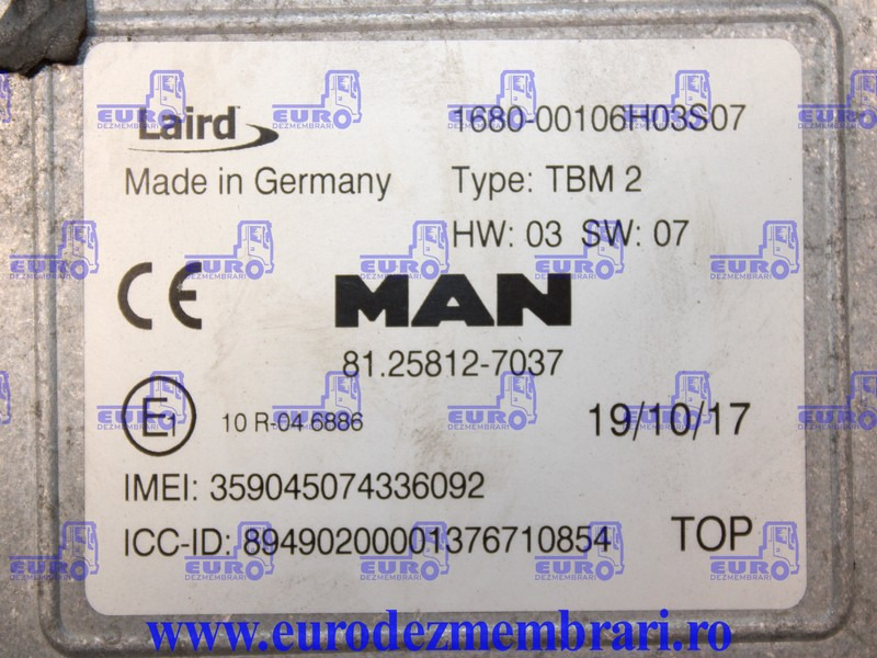 CALCULATOR TELEMATIC TBM2 MAN TGX 81.25812.7037, 81.25812.7038 - Unidad de control para Camión: foto 3 CALCULATOR TELEMATIC TBM2 MAN TGX 81.25812.7037, 81.25812.7038 - Unidad de control para Camión: foto 3